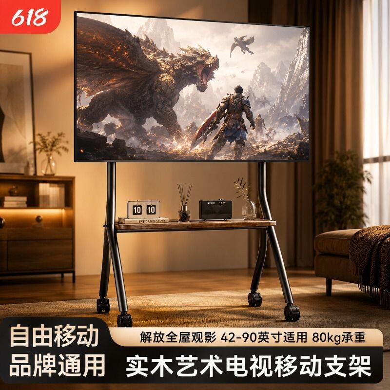 电视机可移动支架子落地式推车图片