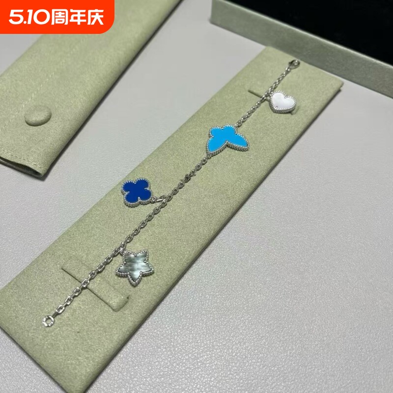 全新高定品质限量版lucky蝴蝶手链四花瓢虫18k白金玫瑰金