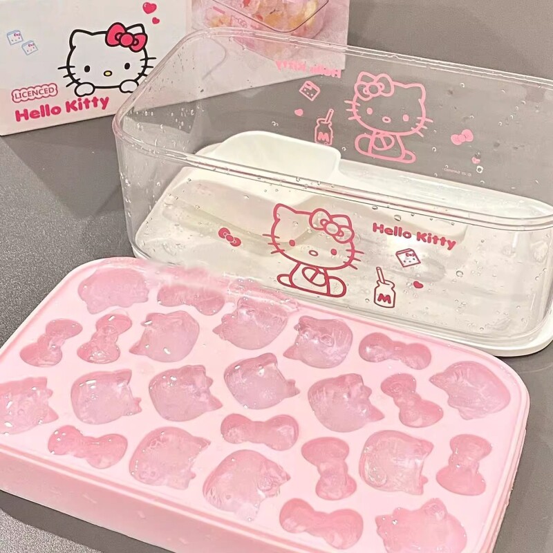 Hellokitty硅胶冰格可爱萌卡通食品级按压冰块模具家用制冰