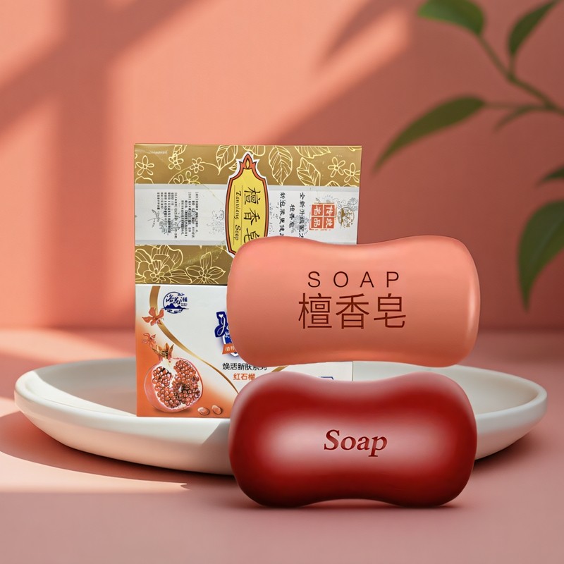 红石榴肥皂香皂清洁洗脸皂洗澡洗手身体抑菌家檀香皂庭装持久香