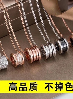 高级感黑陶瓷小蛮腰弹簧项链男女款小红人慈善款情侣锁骨链不掉色