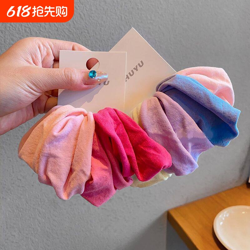 儿童扎高马尾皮筋高弹力发圈发绳女童不伤发毛巾圈头绳黑色彩色yh