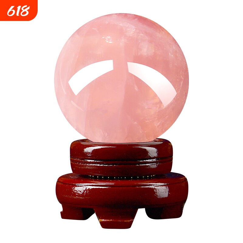 粉水晶球摆件招桃花卧室房间床头柜粉晶装饰品粉色客厅珠宝摆放