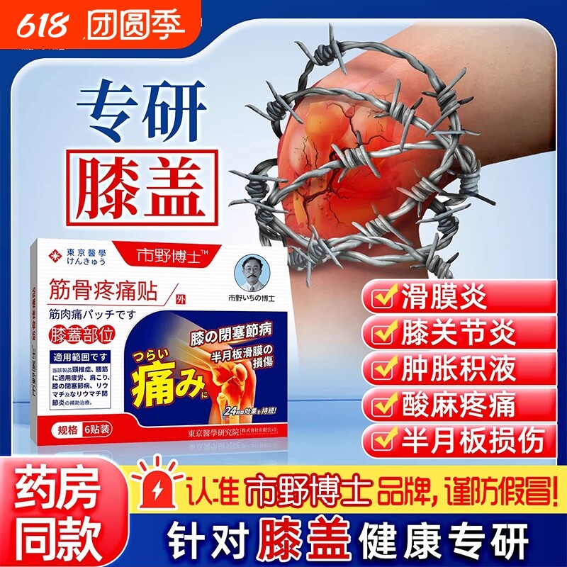 市野医生筋骨疼痛贴膝盖贴腰腿膝关节治疗贴野膏药支撑肩周炎腰椎