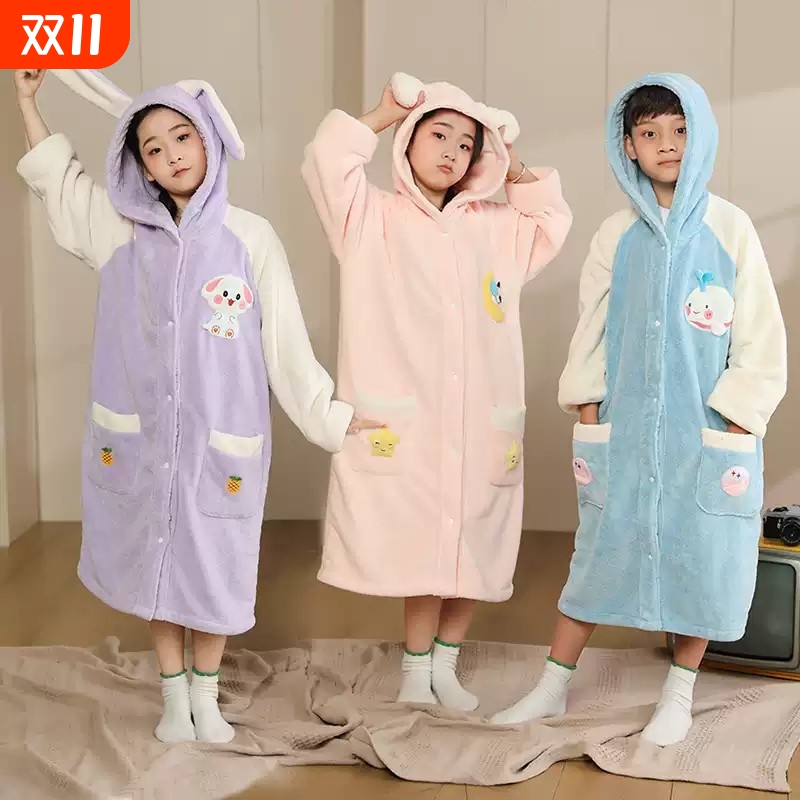 儿童浴袍洗完澡穿的男孩女游泳可穿式速干裹全身浴巾斗篷2025新款