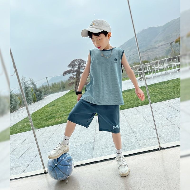 儿童装男童夏装套装2025新款夏季运动服背心中大童篮球服夏款