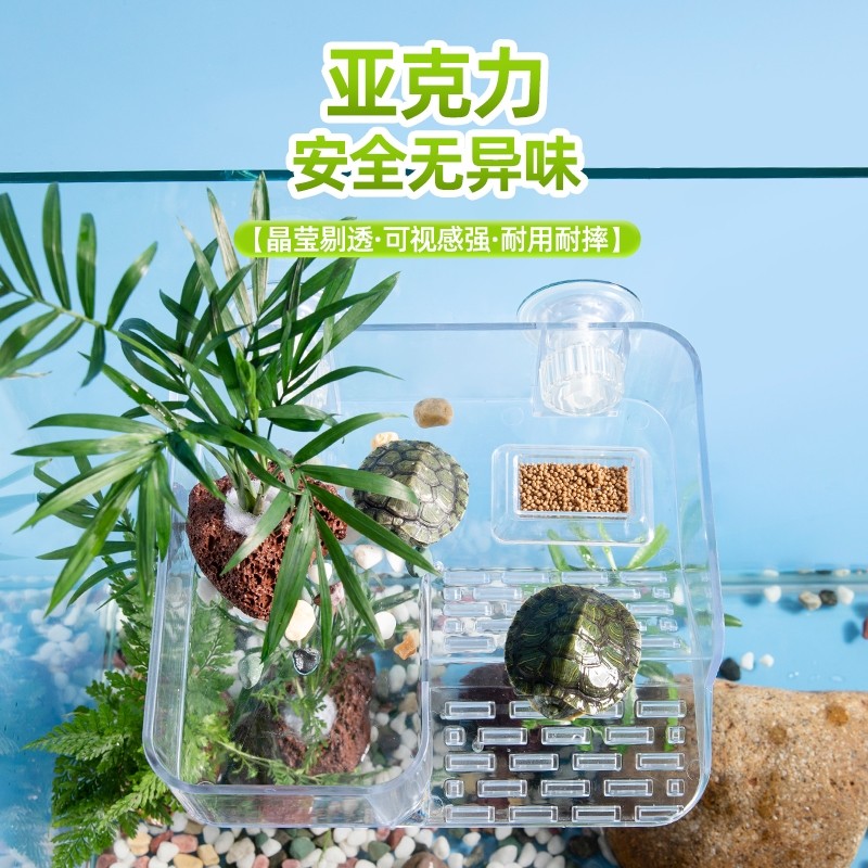 乌龟晒台爬坡晒背台吸盘式悬浮龟缸造景浮岛固定套餐高水位攀爬