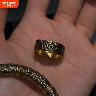 轻奢黑金饕餮戒指饕餮合集中式霸气时尚百搭复古男士手链礼物配饰