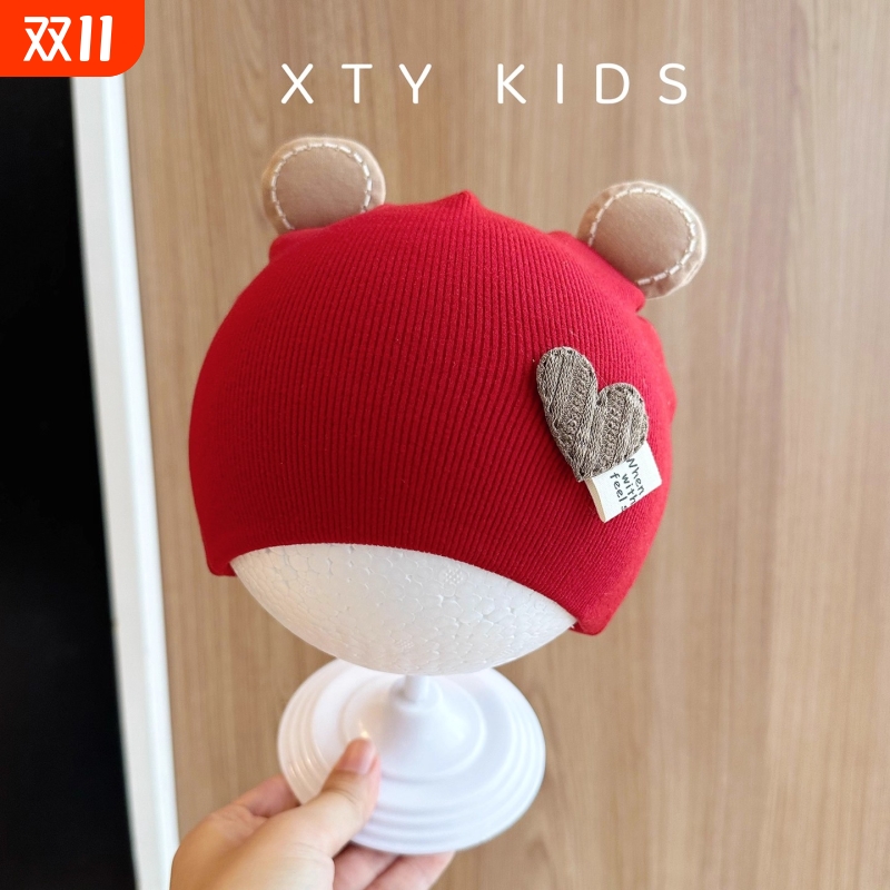 新生儿胎帽春春秋0一6月婴儿刚出生男女宝宝棉双层无骨护卤门防风