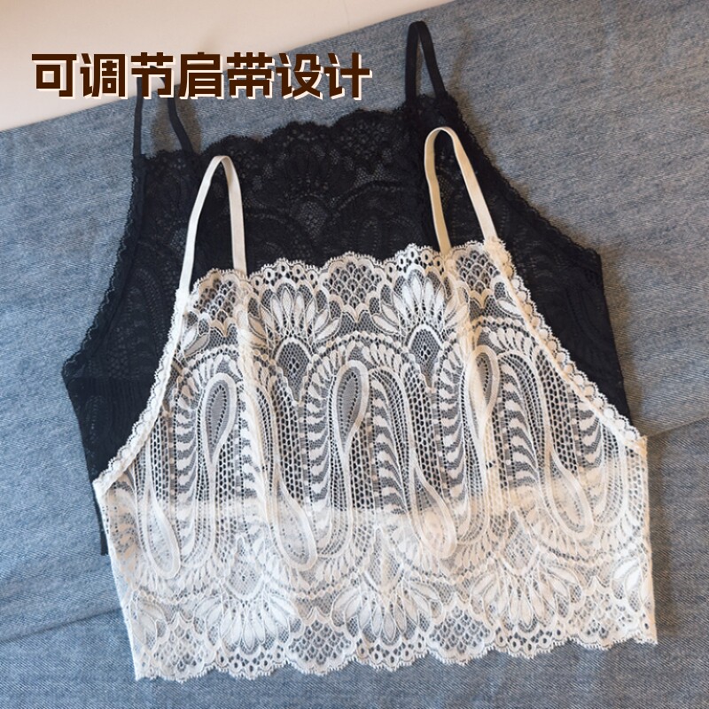 抹胸美泊姿防走光可调节肩带蕾丝款打底前后遮后背内衣女白色黑色