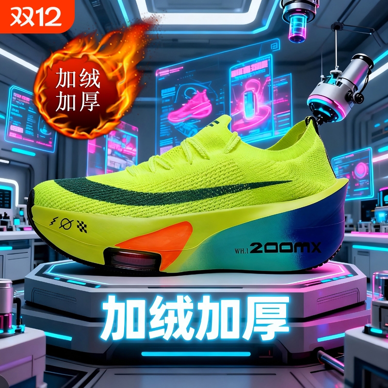 阿尔法3代男童跑步鞋全掌碳板跑鞋加厚加绒竞速运动鞋专业减震