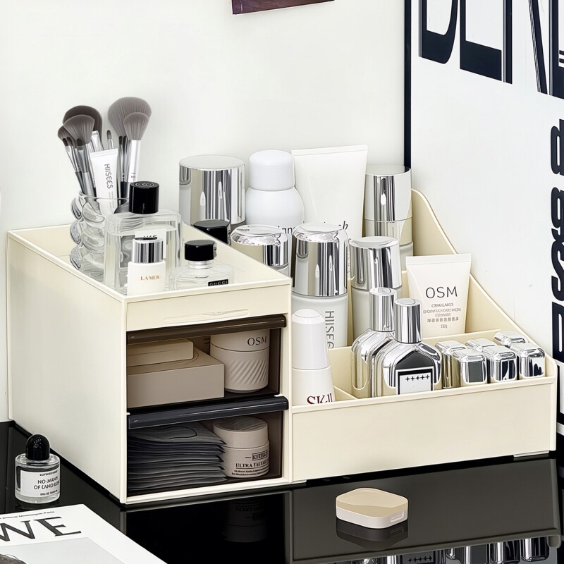 化妆品收纳盒桌面护肤品置物架梳妆台面上亚克力分格面膜整理盒子