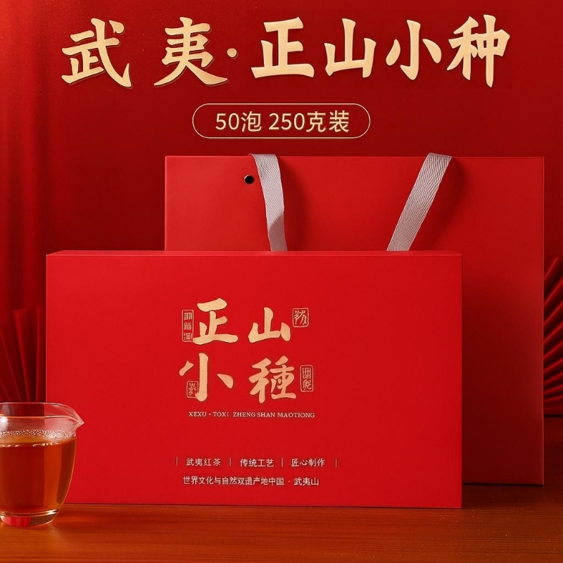 武夷山桐木关正山小种红茶特级250g礼盒装送礼清雅花果香花香回甘