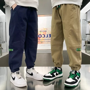 男童裤子春秋款2026新款中大童男孩工装裤休闲帅气儿童长裤夏季薄