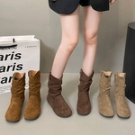 软底勃肯短靴女西部靴2025秋季显瘦一脚蹬圆头堆堆靴复古马丁靴女