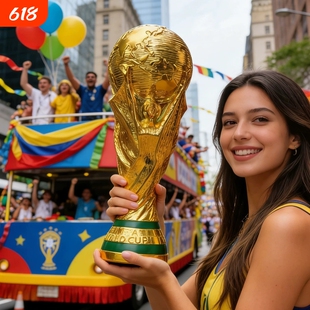 2026年新款足球世界冠军杯大力神奖杯拼装积木益智玩具男女孩礼物