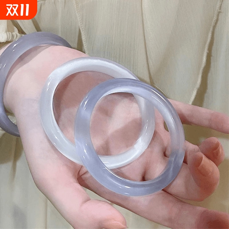 白月光猫眼石手镯女生猫眼高冰种水晶镯子高级感玻璃玉镯紫罗兰