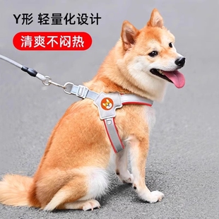 背心式狗狗牵引绳中小型犬柴犬柯基犬专用幼犬可调节胸背带遛狗绳