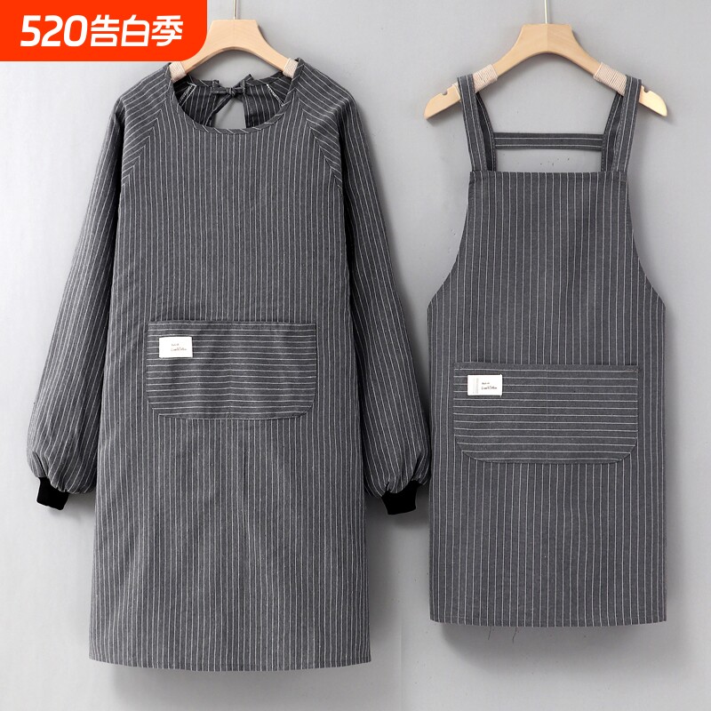韩版长袖围裙纯棉女家用厨房2025新款洋气罩衣工作服围腰家务加长