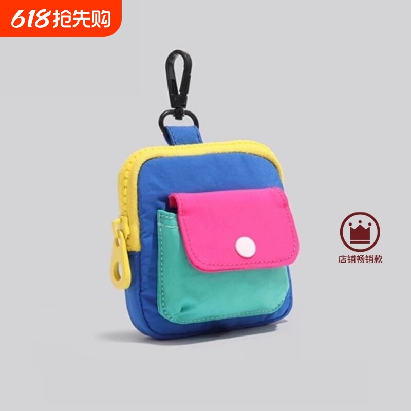 旅游迷你耳机包包撞色儿童外出斜挎包小书包学生女百搭帆布黑色