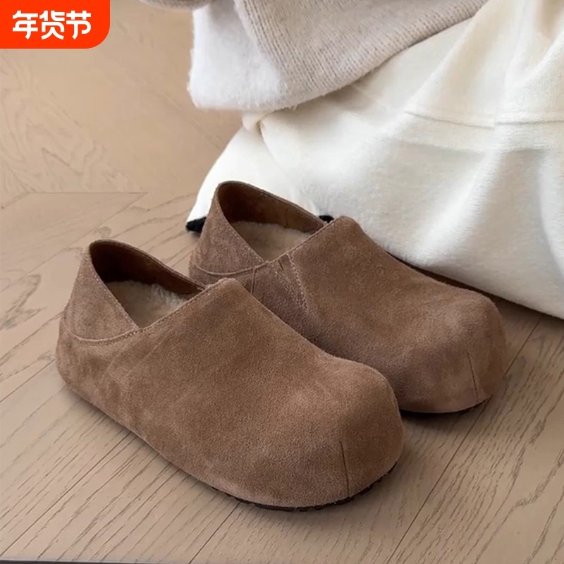 厚底内增高复古全包加绒勃肯鞋女2025秋冬新款一脚蹬保暖单鞋棉鞋,女鞋,勃肯鞋/软木鞋,淘宝优惠券,粉丝福利购,淘宝优惠卷