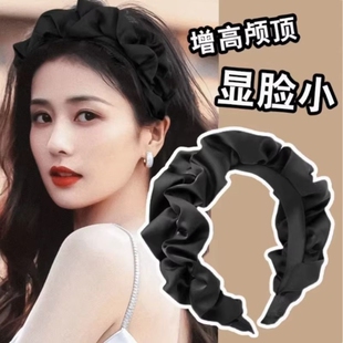 发卡显脸小洗脸头箍2026年新款 夏季 高级 颅顶褶皱发箍女款 白鹿同款