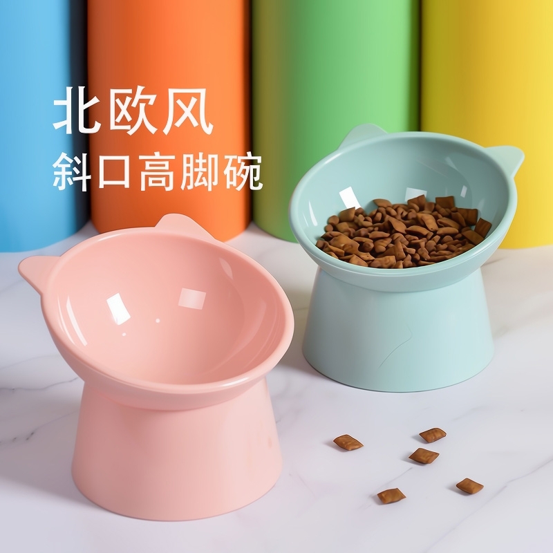 猫碗可爱防黑下巴倾斜高脚护颈家用猫盆狗碗饮水宠物碗食盆防打翻
