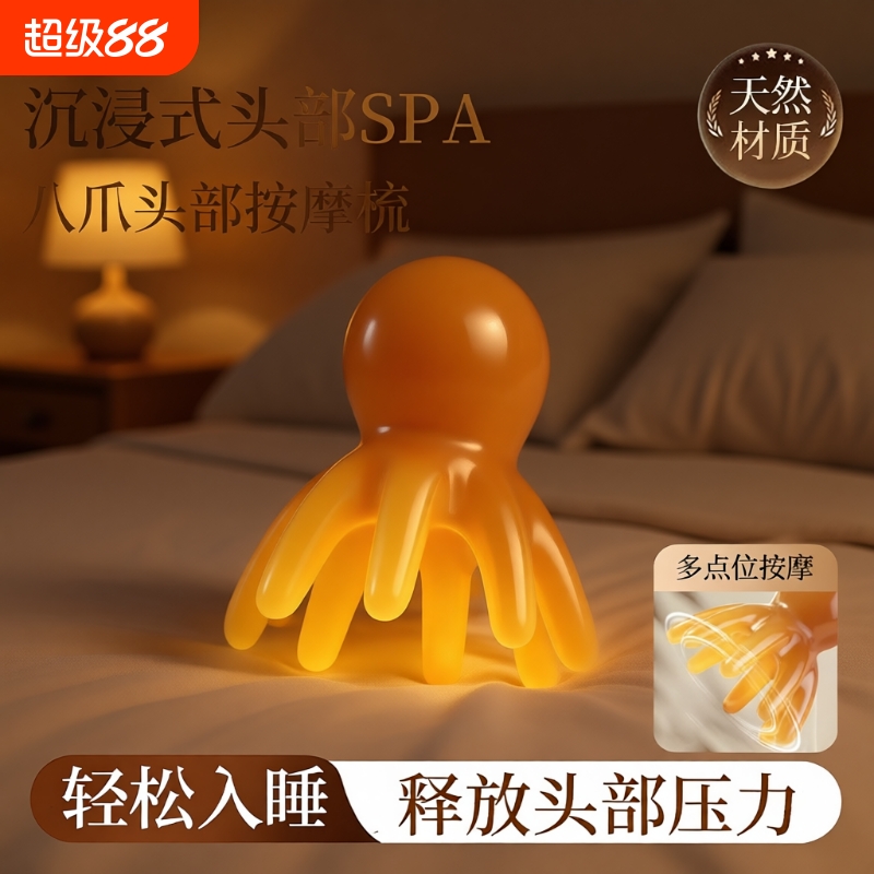 章鱼按摩梳舒经络头疗按摩便携梳