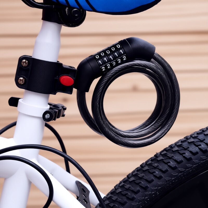 自行车锁防盗密码钢丝锁钥匙锁抗剪山地车装备配件锁头锁具链条锁