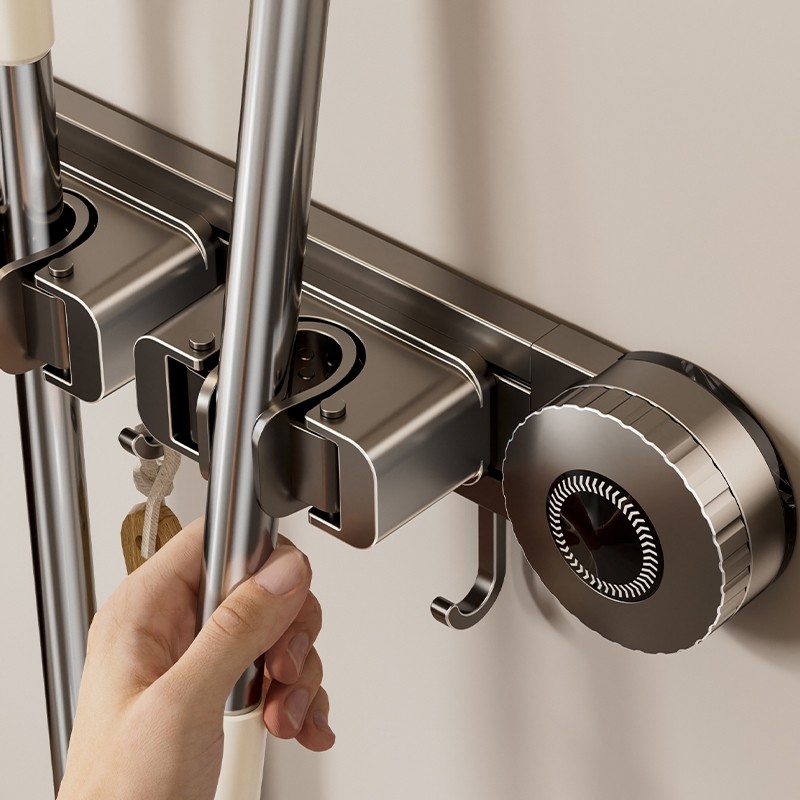 拖把壁挂夹扫把拖布挂钩免打孔卫生间阳台拖把夹强力固定挂架墙壁 - 封面