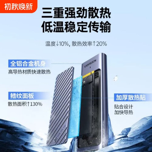 绿联m.2固态硬盘盒子nvme/sata双协议m2移动硬盘笔记本ssd外接盒