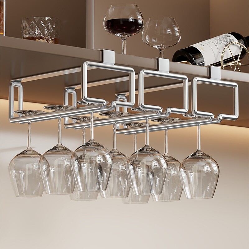 不锈钢红酒杯架子悬挂式免打孔挂架酒柜置物架家用简约摆件红酒架