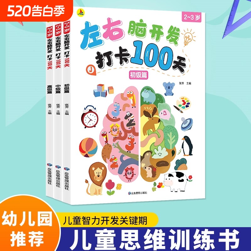2-3岁幼儿宝宝左右脑开发思维训练打卡100天 儿童早教益智游戏