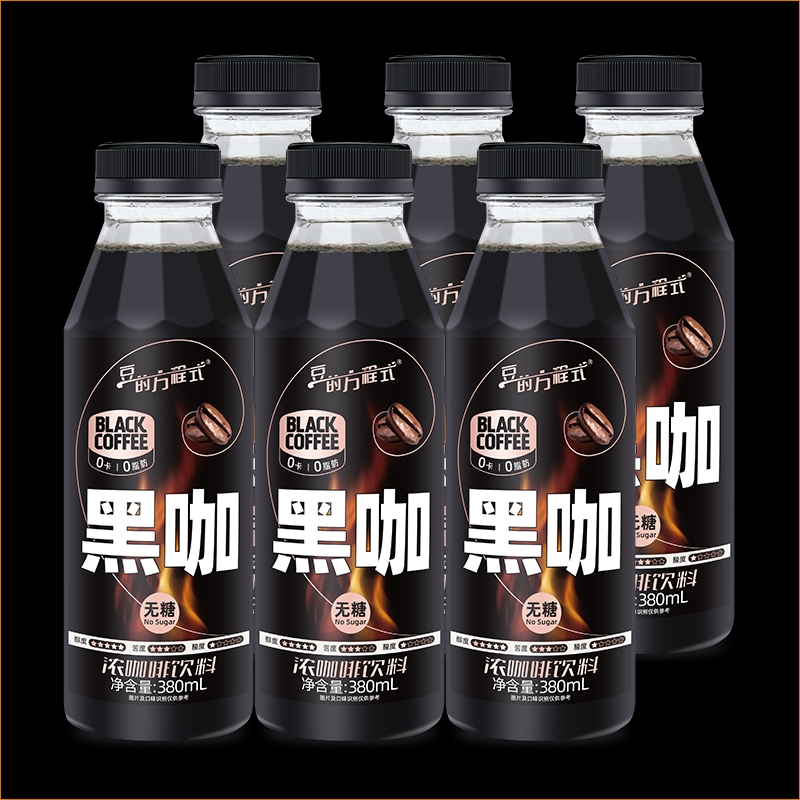 豆的方程式美式黑咖啡饮料瓶装即饮0糖0脂0卡美式380ml小瓶便携装