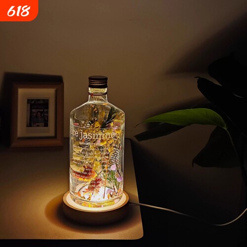 led小夜灯圆形实木发光底座杯垫调酒充电版氛围感调酒酒吧鸡尾酒