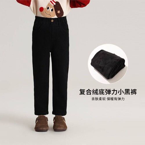女童加绒裤子修身显瘦烟管裤
