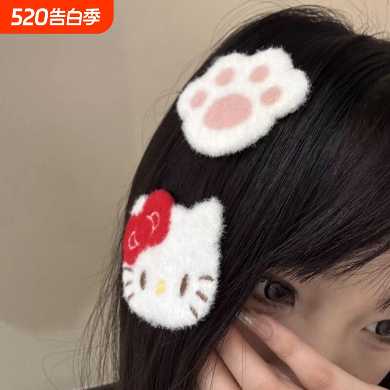 可爱蝴蝶结小猫无痕刘海贴魔术贴发饰少女侧边碎发贴整理神器kt猫