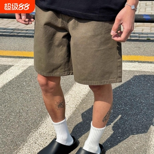 美式户外休闲直筒显瘦夏季五分裤男女cleanfit牛仔短裤黑色白色