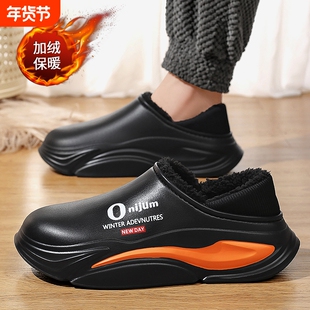 棉拖鞋男款外穿2025新款爆款防滑厚底增高室内居家保暖棉拖男潮流