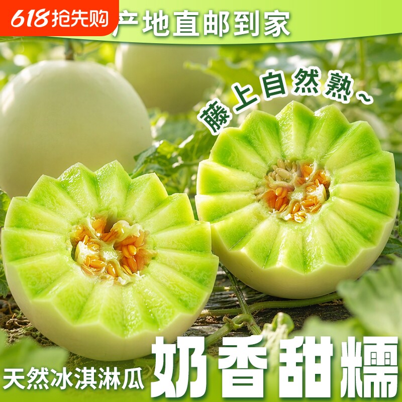 玉菇甜瓜当季时令水果香瓜新鲜整箱蜜瓜瓜类包邮冰激凌奶香冰淇淋