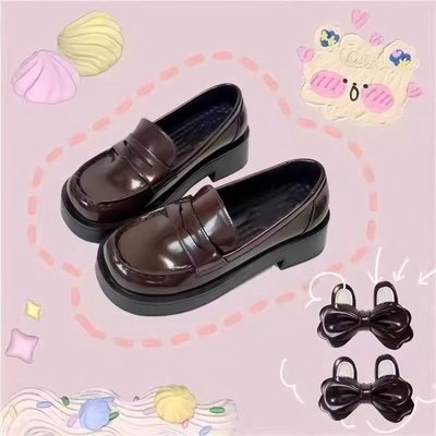 京泽春季原创jk制服小皮鞋鞋高跟中跟秋季粗跟不累脚棕色黑色学院