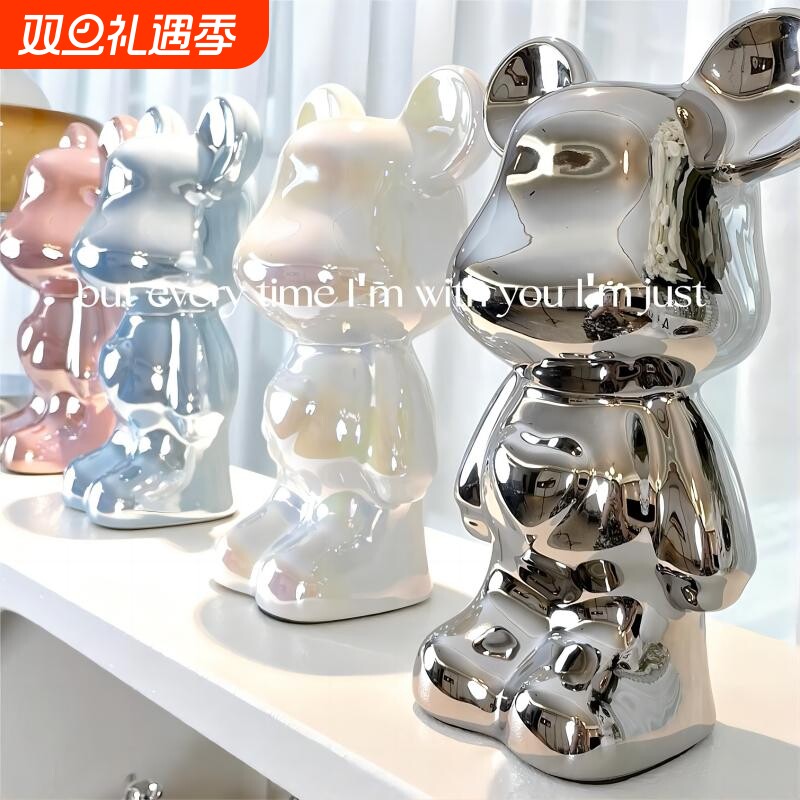 暴力熊摆件客厅轻奢高档家居电视柜酒柜直播间装饰品套装桌面氛围