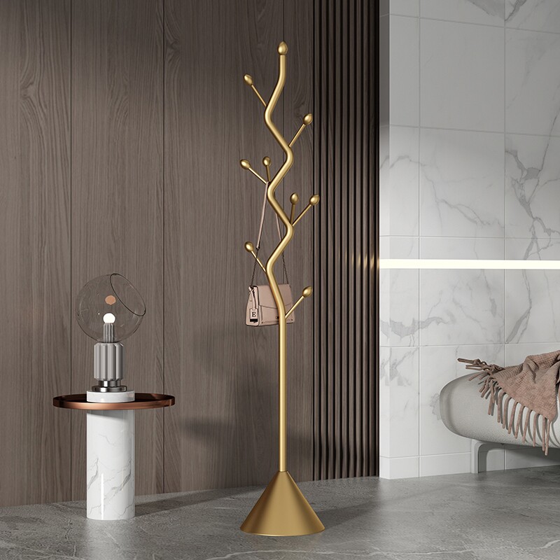 轻奢高档落地挂衣架卧室家用简易衣帽架房间客厅立式挂包架衣服架