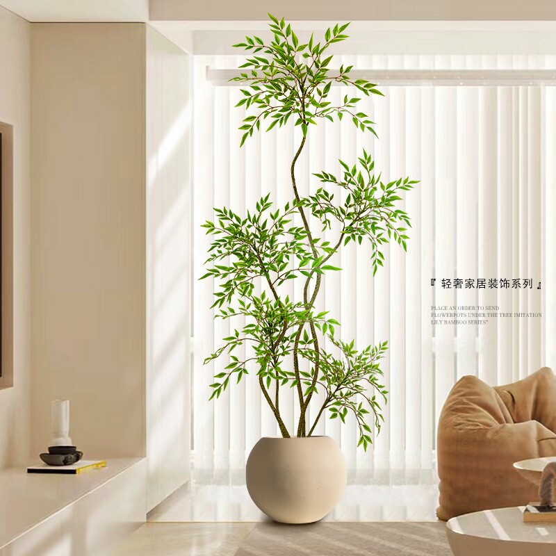仿真植物南天竹落地盆栽室内大型仿生绿植摆件客厅轻奢装饰花假树