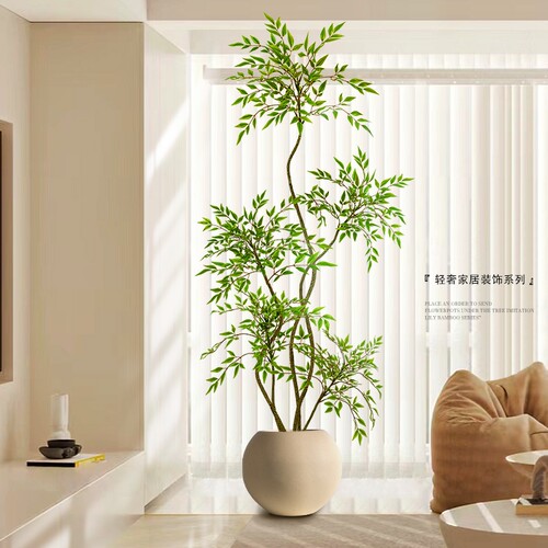 仿真植物南天竹落地盆栽室内大型仿生绿植摆件客厅轻奢装饰花假树