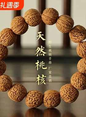 天然桃木桃核脑纹精品桃核手串天然盘玩文玩核桃手串手持男女