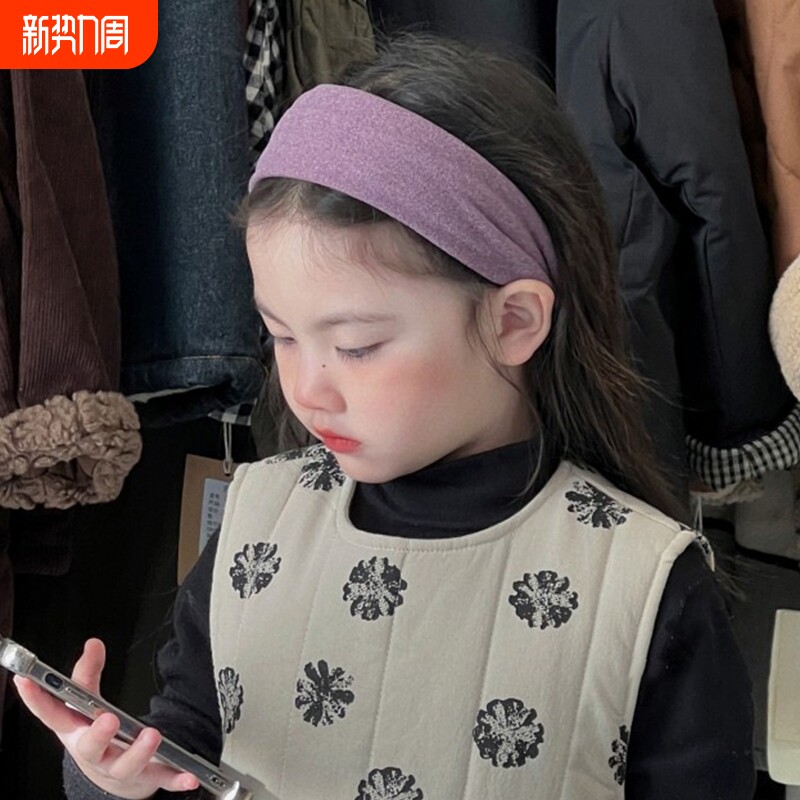 韩系紫色2026新款宽边发箍儿童碎发不勒头女孩发饰女童头饰头箍女