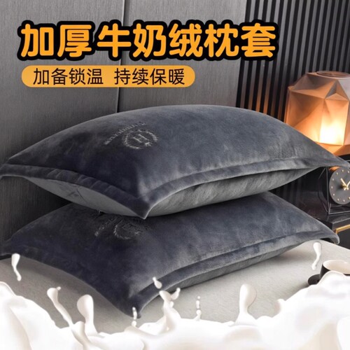 牛奶绒枕套枕头套48cmx74cm学生加厚男珊瑚绒枕芯套睡眠一只装