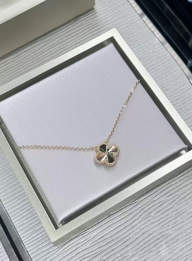 全新高定品质银渡18k金镭射幸运草项链金镭射五花手链十花项链