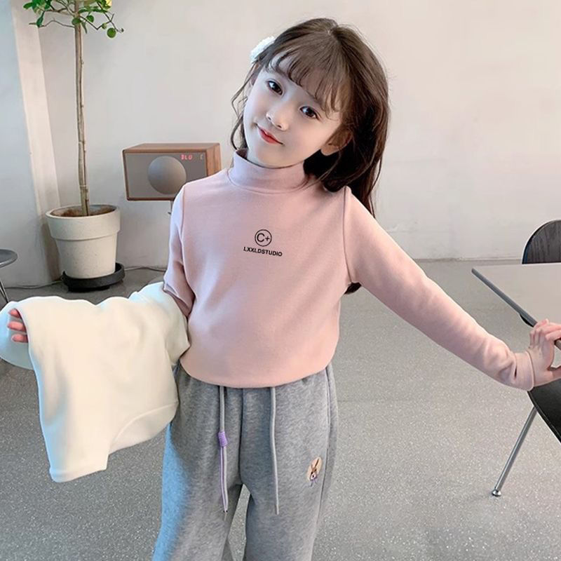 痞猴半高领甜美长袖保暖T恤